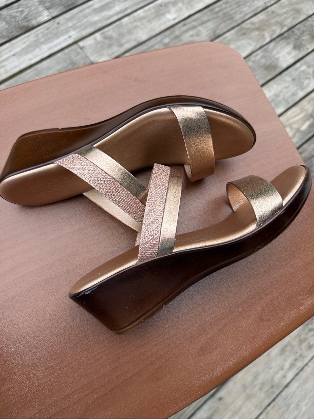 Gold Slide Sandals for Women - Picture 2 of 9
